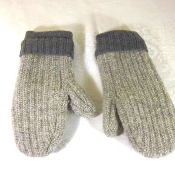 Winter knitted MITTENS FLEECE LINED RIBBED CUF GRAY UNISEX GOOD CONDITION USED - Picture 14 of 15